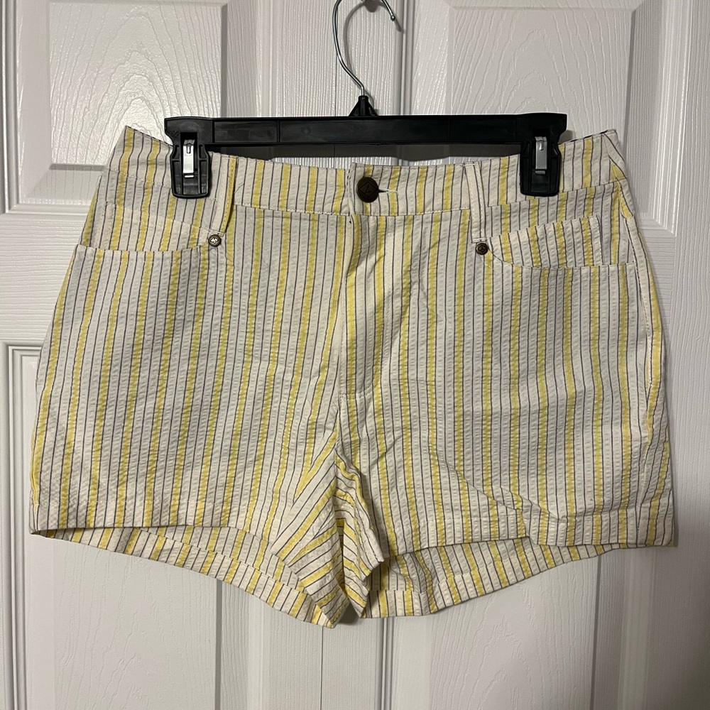 Sperry Striped Yellow and White Women Shorts